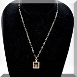 J090. Jeanine Payer sterling silver chain with tree in box pendant and Emerson quote. 18” - $325
